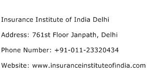 Insurance Institute of India Delhi Address Contact Number