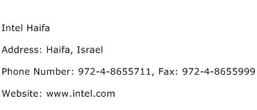 Intel Haifa Address Contact Number