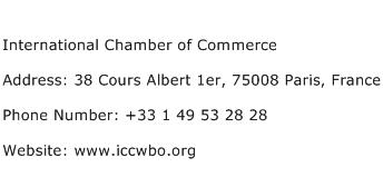 International Chamber of Commerce Address Contact Number
