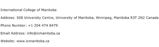 International College of Manitoba Address Contact Number