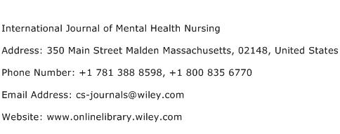 International Journal of Mental Health Nursing Address Contact Number