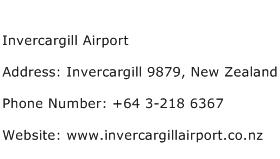 Invercargill Airport Address Contact Number