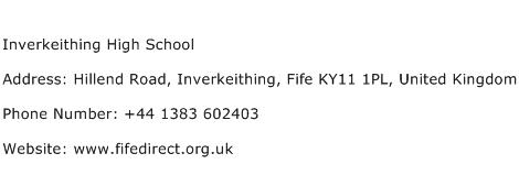 Inverkeithing High School Address Contact Number