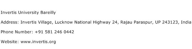 Invertis University Bareilly Address Contact Number