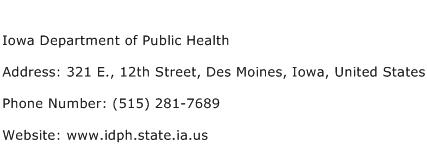 Iowa Department of Public Health Address Contact Number