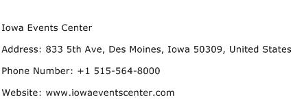 Iowa Events Center Address Contact Number