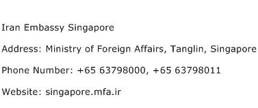 Iran Embassy Singapore Address Contact Number