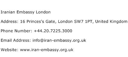 Iranian Embassy London Address Contact Number