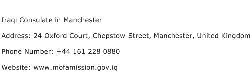 Iraqi Consulate in Manchester Address Contact Number