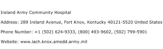 Ireland Army Community Hospital Address Contact Number