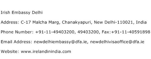 Irish Embassy Delhi Address Contact Number