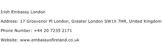 Irish Embassy London Address Contact Number