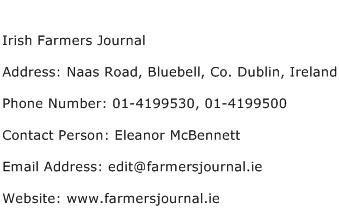 Irish Farmers Journal Address Contact Number