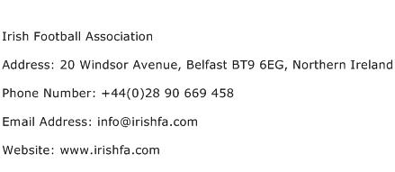 Irish Football Association Address Contact Number