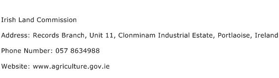 Irish Land Commission Address Contact Number