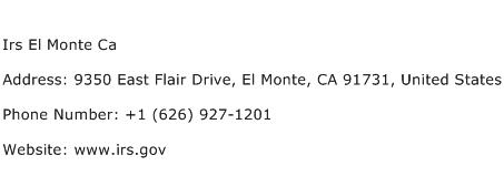 Irs El Monte Ca Address Contact Number