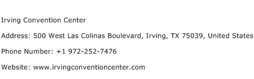 Irving Convention Center Address Contact Number