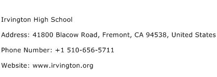 Irvington High School Address Contact Number
