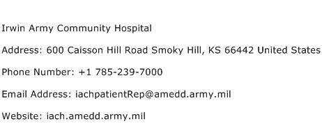 Irwin Army Community Hospital Address Contact Number