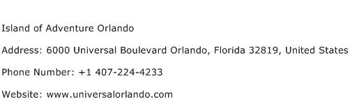 Island of Adventure Orlando Address Contact Number