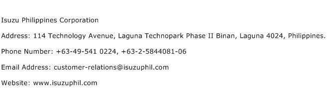 Isuzu Philippines Corporation Address Contact Number