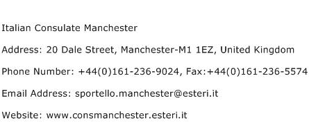 Italian Consulate Manchester Address Contact Number