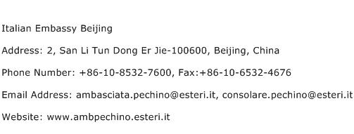 Italian Embassy Beijing Address Contact Number