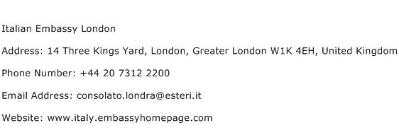 Italian Embassy London Address Contact Number
