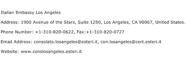 Italian Embassy Los Angeles Address Contact Number