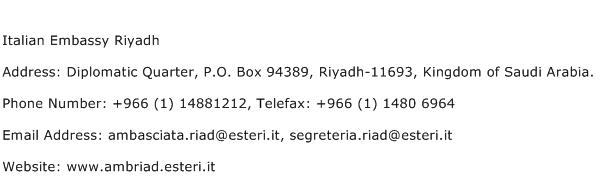 Italian Embassy Riyadh Address Contact Number
