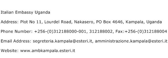 Italian Embassy Uganda Address Contact Number