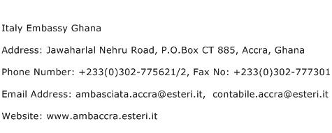 Italy Embassy Ghana Address Contact Number