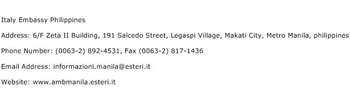 Italy Embassy Philippines Address Contact Number