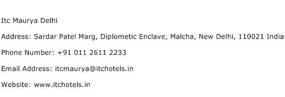 Itc Maurya Delhi Address Contact Number
