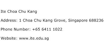 Ite Choa Chu Kang Address Contact Number