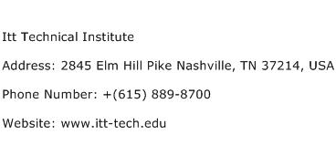 Itt Technical Institute Address Contact Number