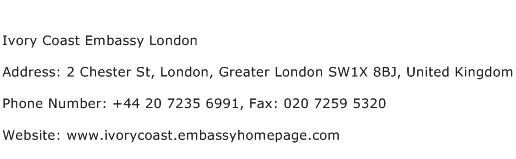 Ivory Coast Embassy London Address Contact Number