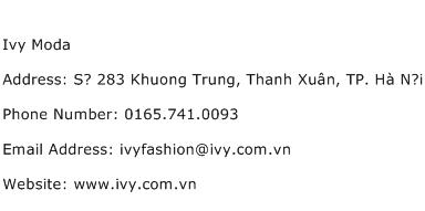Ivy Moda Address Contact Number