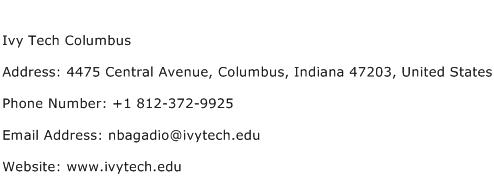 Ivy Tech Columbus Address Contact Number