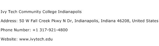Ivy Tech Community College Indianapolis Address Contact Number