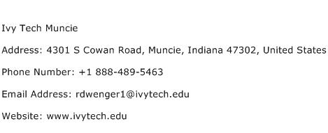 Ivy Tech Muncie Address Contact Number