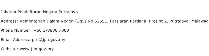 Jabatan Pendaftaran Negara Putrajaya Address Contact Number