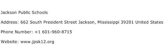 Jackson Public Schools Address Contact Number