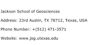 Jackson School of Geosciences Address Contact Number