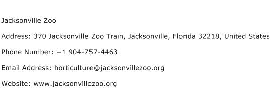 Jacksonville Zoo Address Contact Number