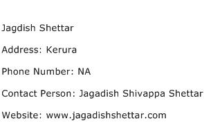Jagdish Shettar Address Contact Number