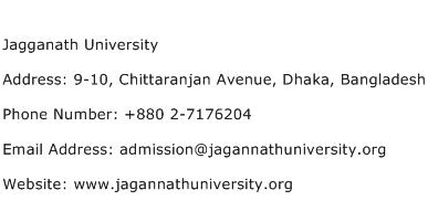 Jagganath University Address Contact Number