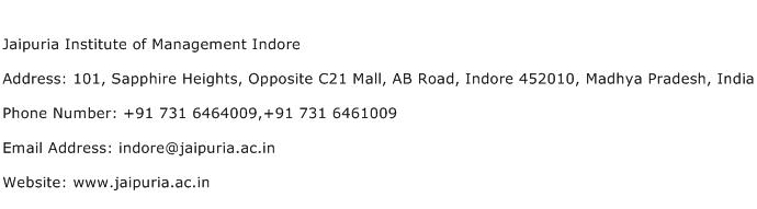 Jaipuria Institute of Management Indore Address Contact Number