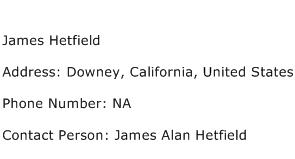 James Hetfield Address Contact Number