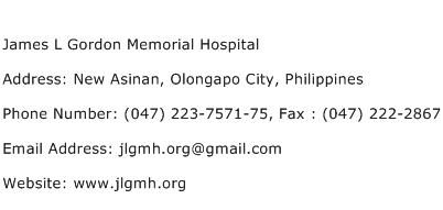 James L Gordon Memorial Hospital Address Contact Number
